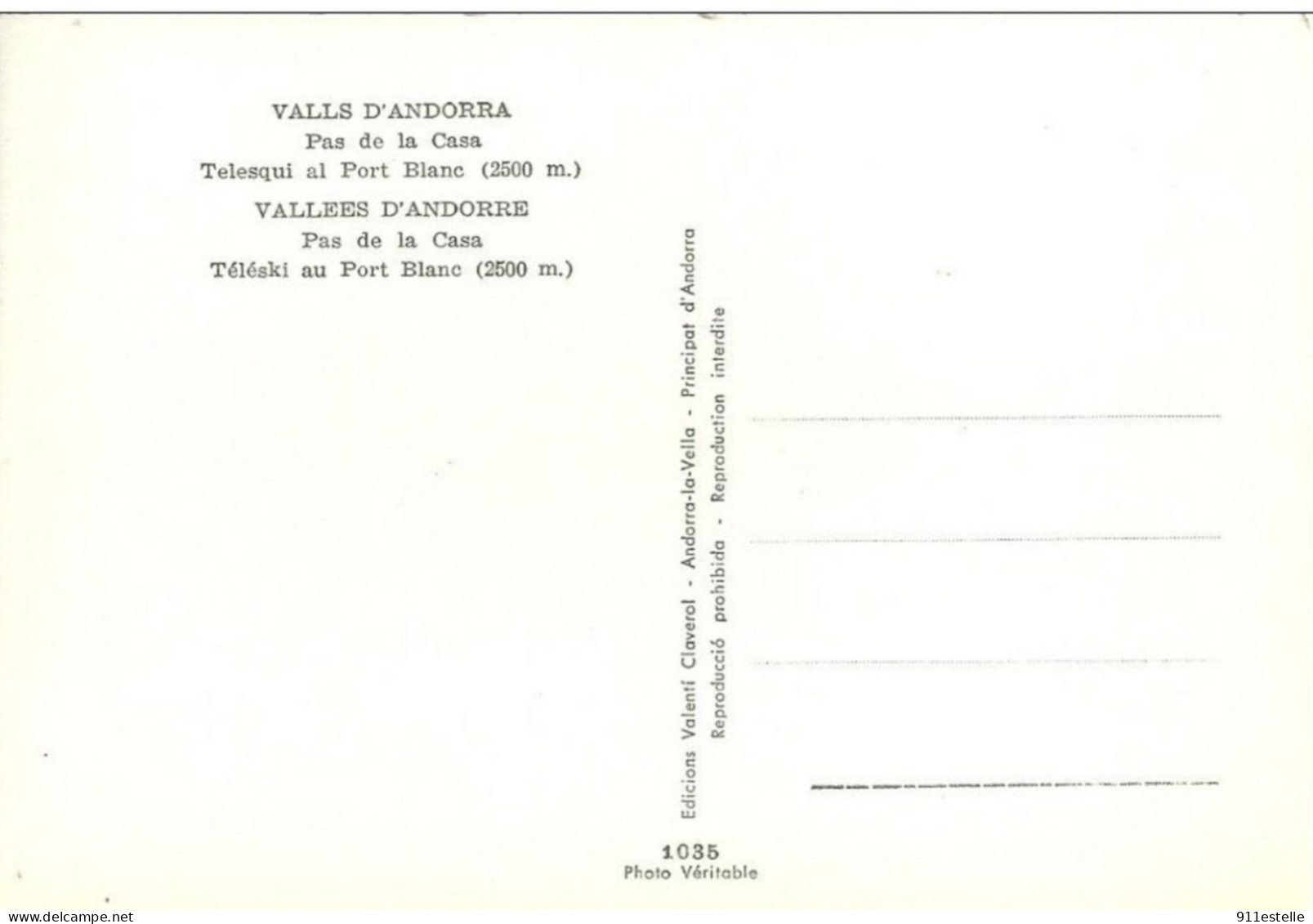 Andorra ,    PAS DE LA  CASA TELESKI AU PORT BLANC - Andorra