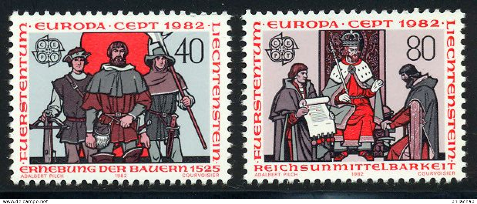 Liechtenstein 1982 Yvert 732 / 733 ** TB Bord De Feuille - Unused Stamps
