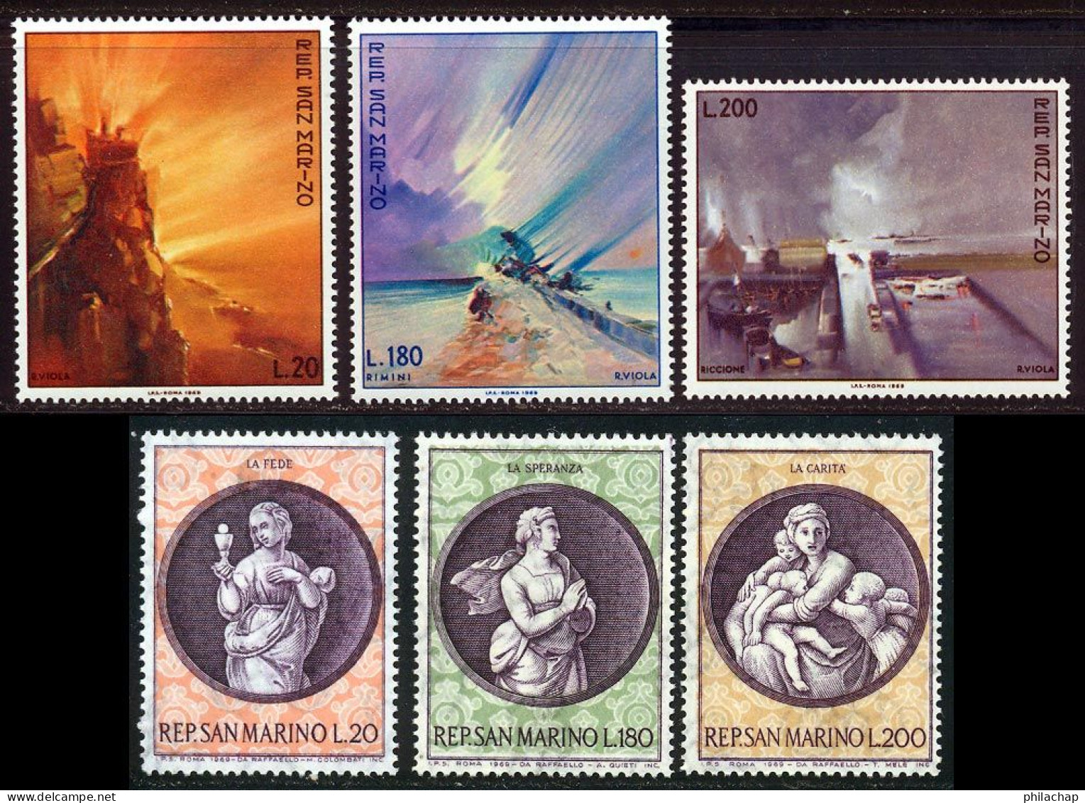Saint-Marin 1969 Yvert 743 / 748 ** TB Coin De Feuille - Unused Stamps