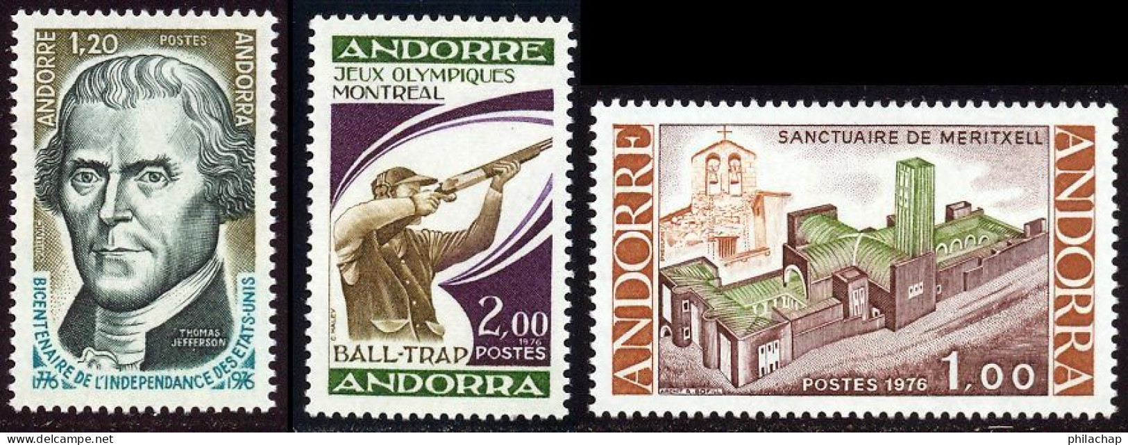 Andorre Francais 1976 Yvert 255 / 257 ** TB Bord De Feuille - Nuevos