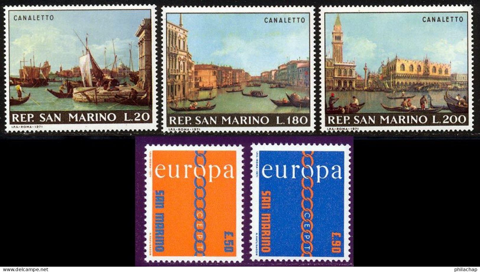 Saint-Marin 1971 Yvert 779 / 783 ** TB Bord De Feuille - Nuevos