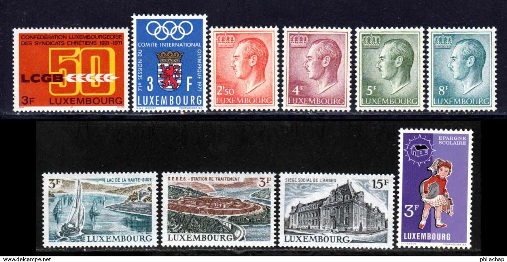 Luxembourg 1971 Yvert 776 / 785 ** TB - Ungebraucht