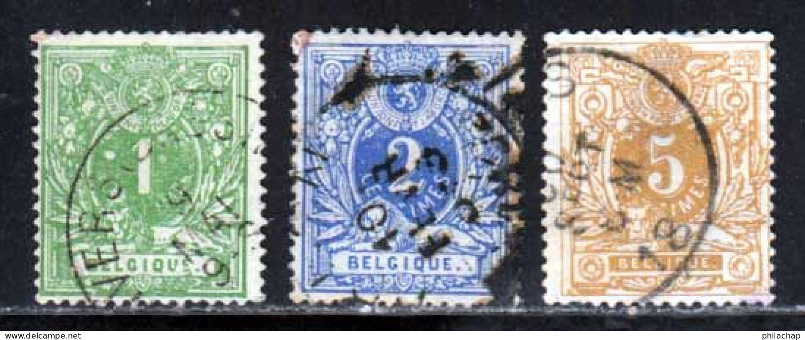 Belgique 1869 Yvert 26 / 28 (o) B Oblitere(s) - 1869-1888 Leone Coricato