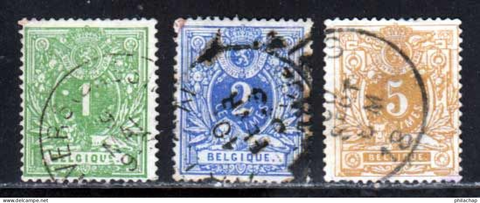 Belgique 1869 Yvert 26 / 28 (o) B Oblitere(s) - 1869-1888 León Acostado