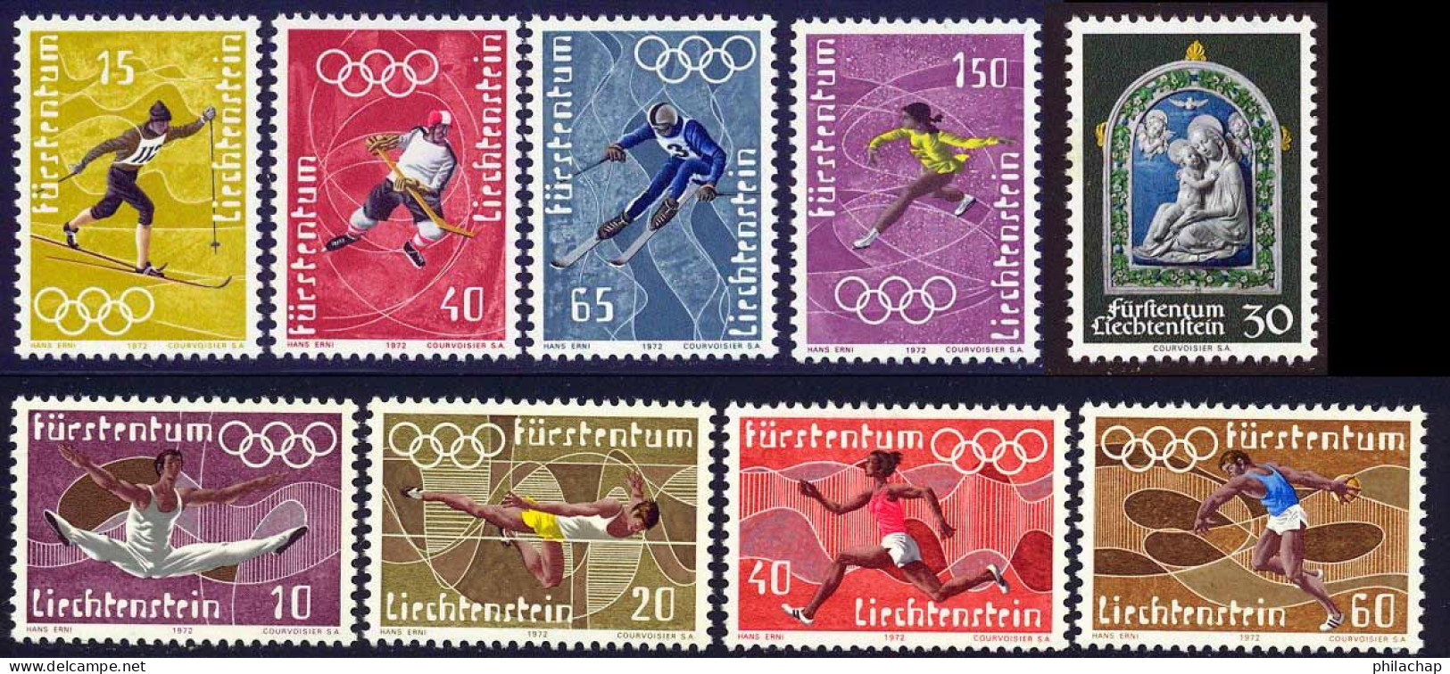 Liechtenstein 1972 Yvert 494 / 502 ** TB - Unused Stamps