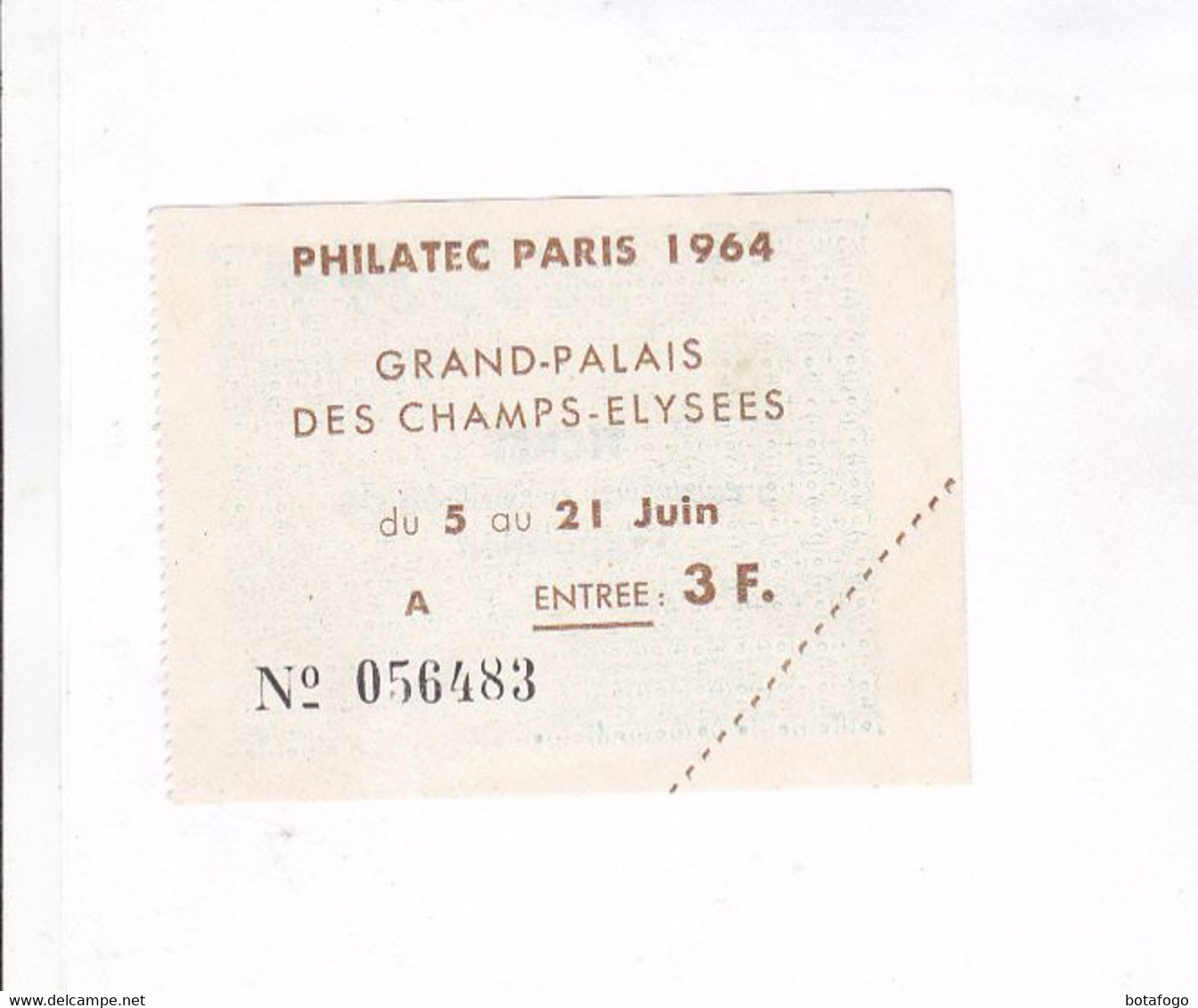 TICKET ENTREE PHILATELIC PARIS 1964! - 1950 - ...