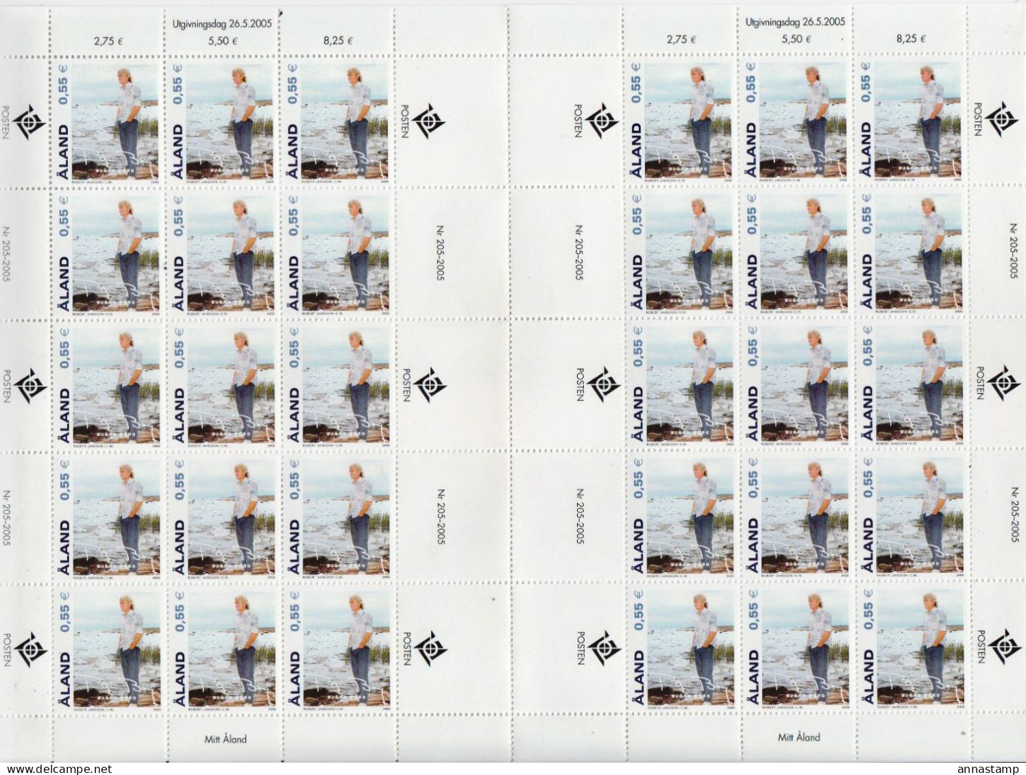 Aland MNH Stamp In Full Sheet, Folded At The Middle - Tennis