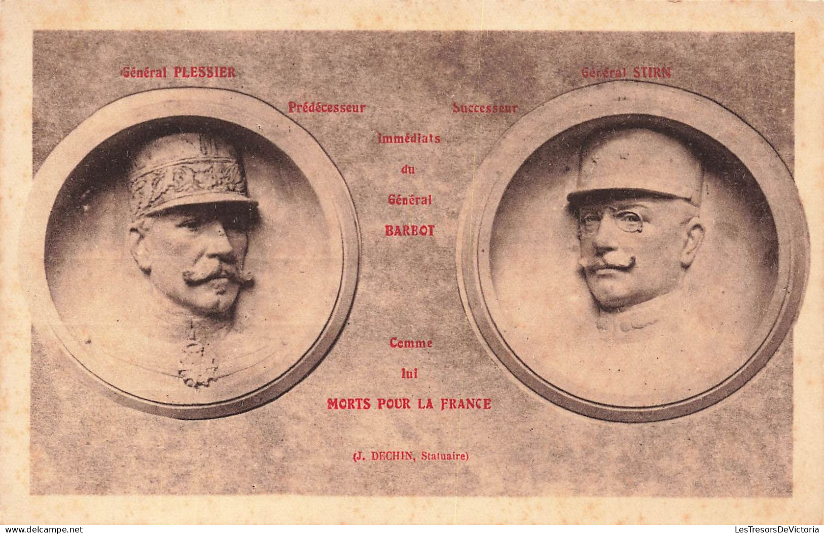 MILITARIA - Général Plessier Prédécesseur Et Général Stirn Successeur Du Général Barbot - Carte Postale Ancienne - Personnages