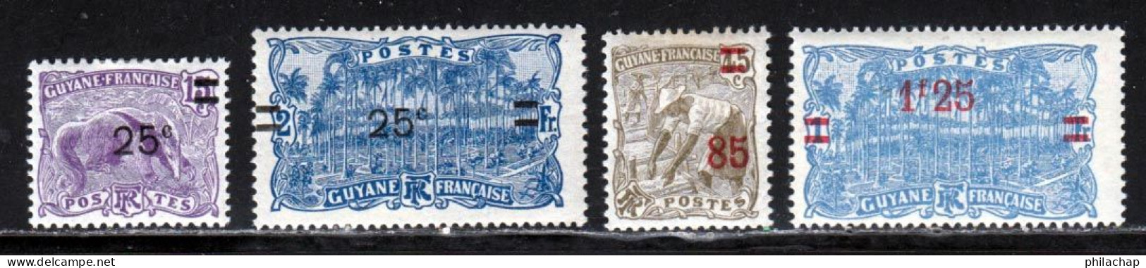 Guyane 1924 Yvert 97 - 98 - 100 - 103 * TB Charniere(s) - Unused Stamps