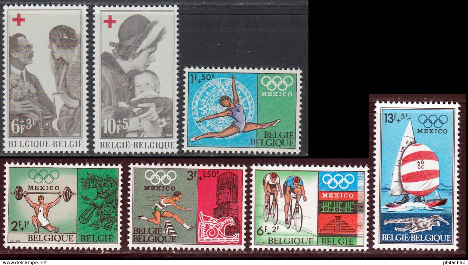 Belgique 1968 Yvert 1454 / 1460 ** TB - Nuevos