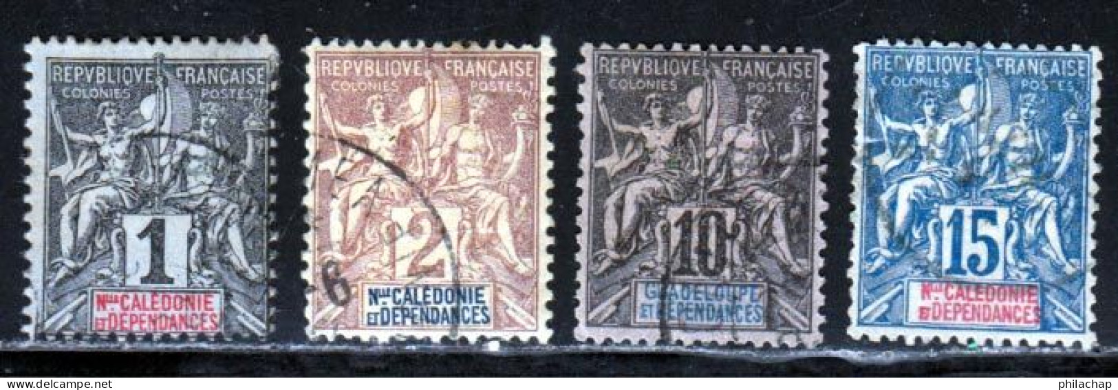 Nouvelle-Caledonie 1892 Yvert 41 - 42 - 45 - 46 (o) B Oblitere(s) - Oblitérés