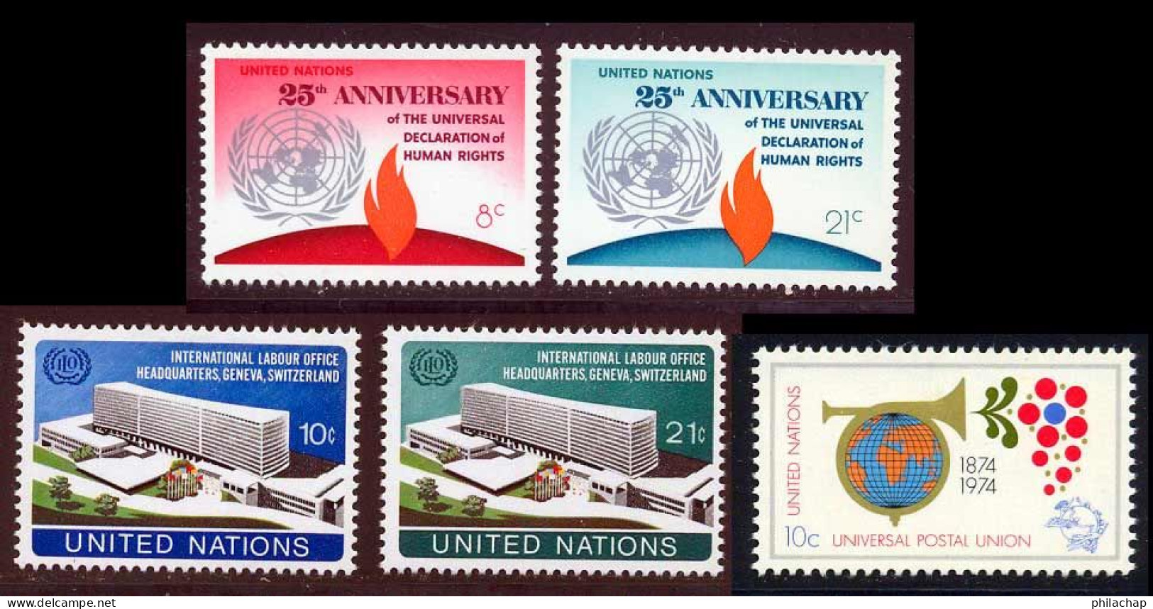 NU (New York) 1974 Yvert 235 / 239 ** TB - Unused Stamps