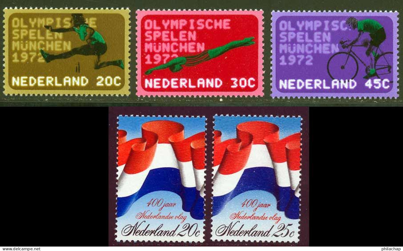 Pays-Bas 1972 Yvert 960 / 964 ** TB - Neufs