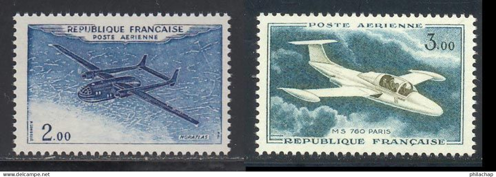 France PA 1960 Yvert 38a - 39a ** TB Variete Bord De Feuille - 1960-.... Mint/hinged