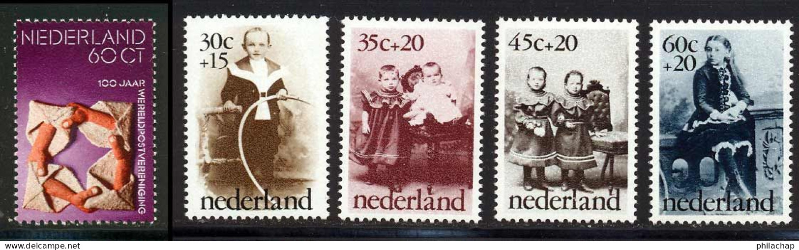 Pays-Bas 1974 Yvert 1009 / 1013 ** TB - Nuevos