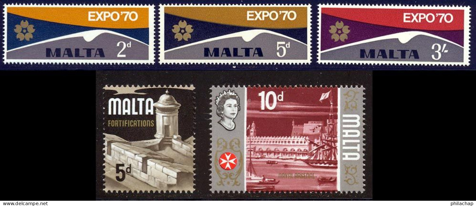 Malte 1970 Yvert 411 / 415 ** TB - Malte