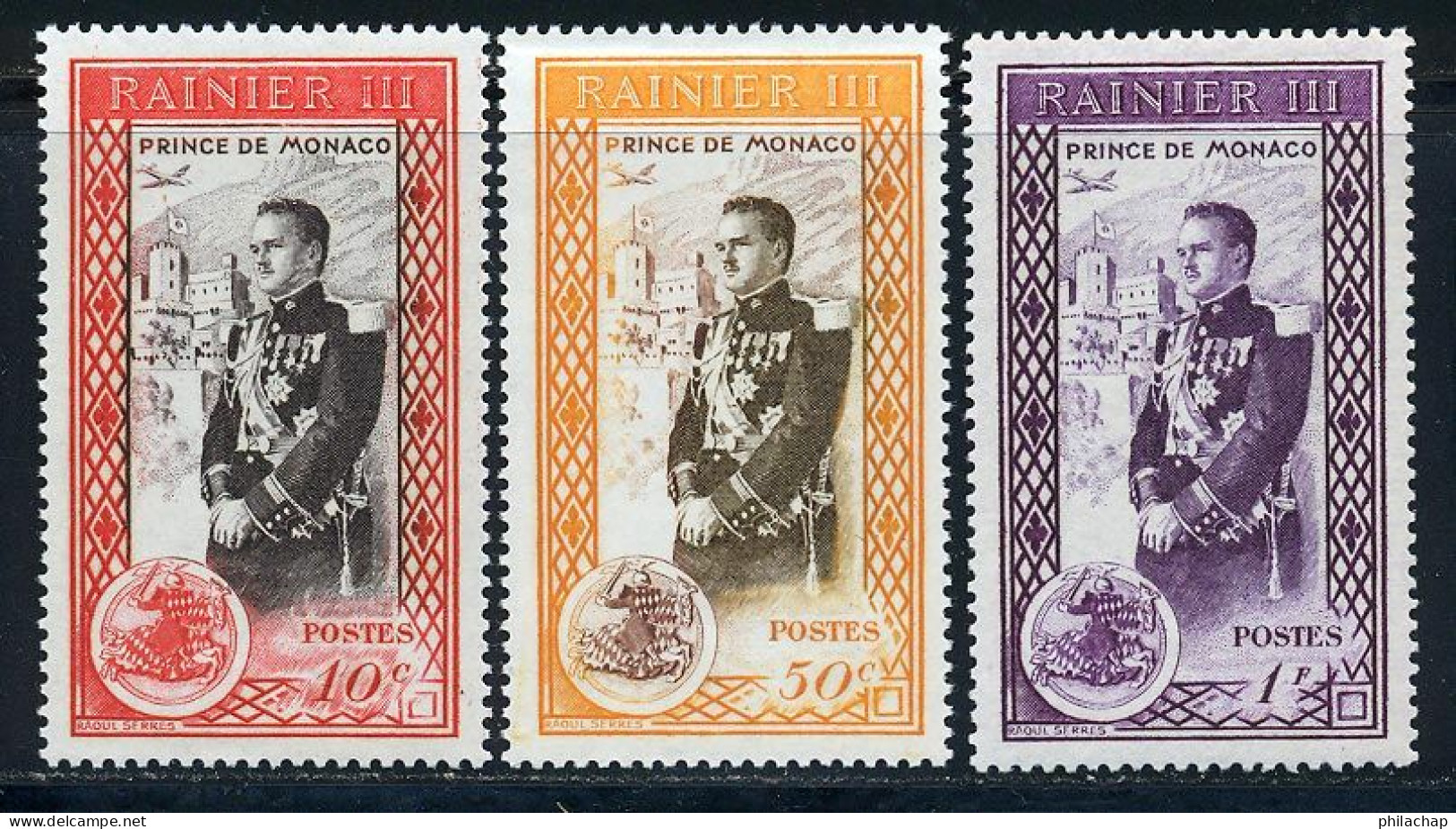 Monaco 1950 Yvert 338 / 340 ** TB Bord De Feuille - Nuevos