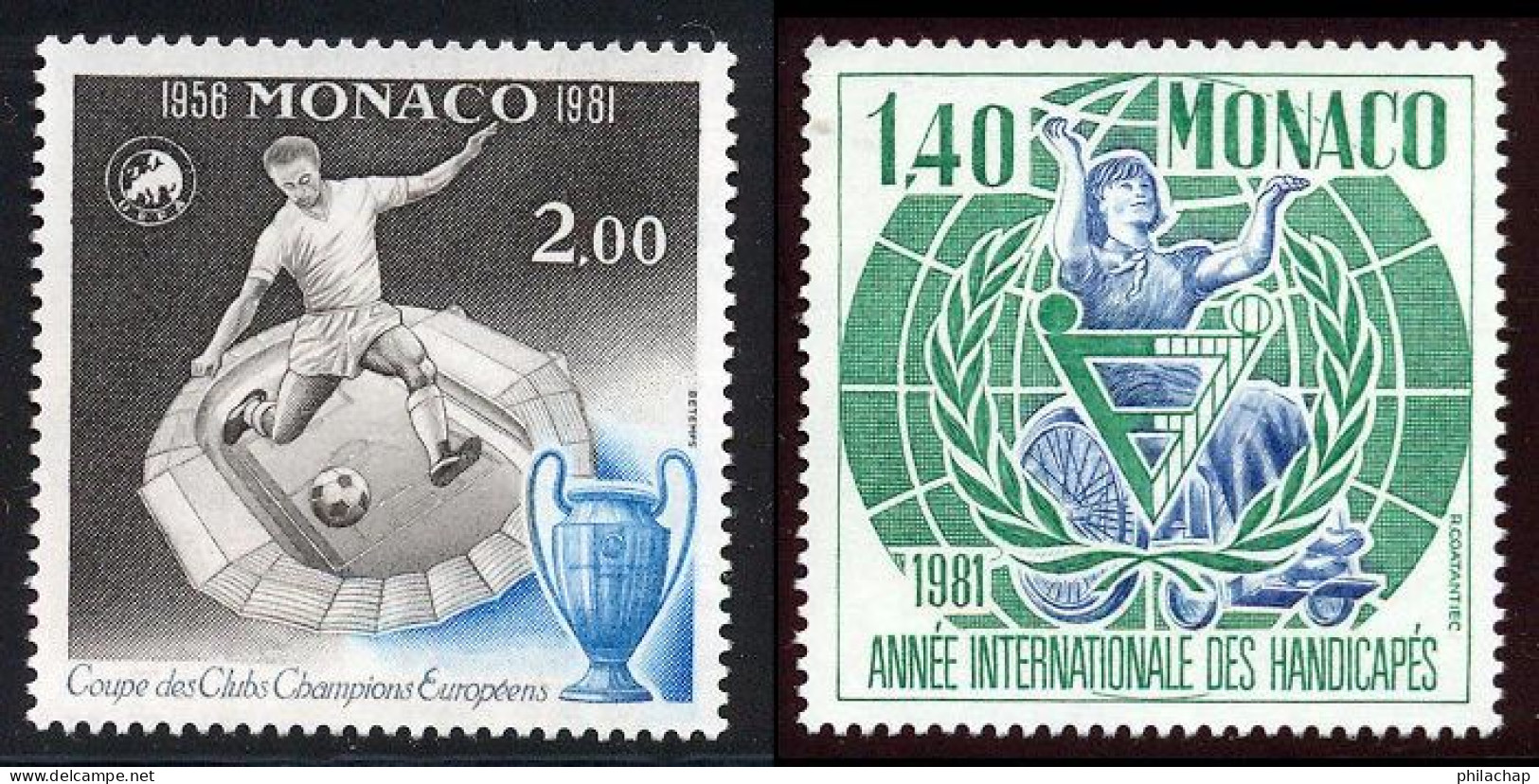 Monaco 1981 Yvert 1275 / 1276 ** TB Coin De Feuille - Nuovi