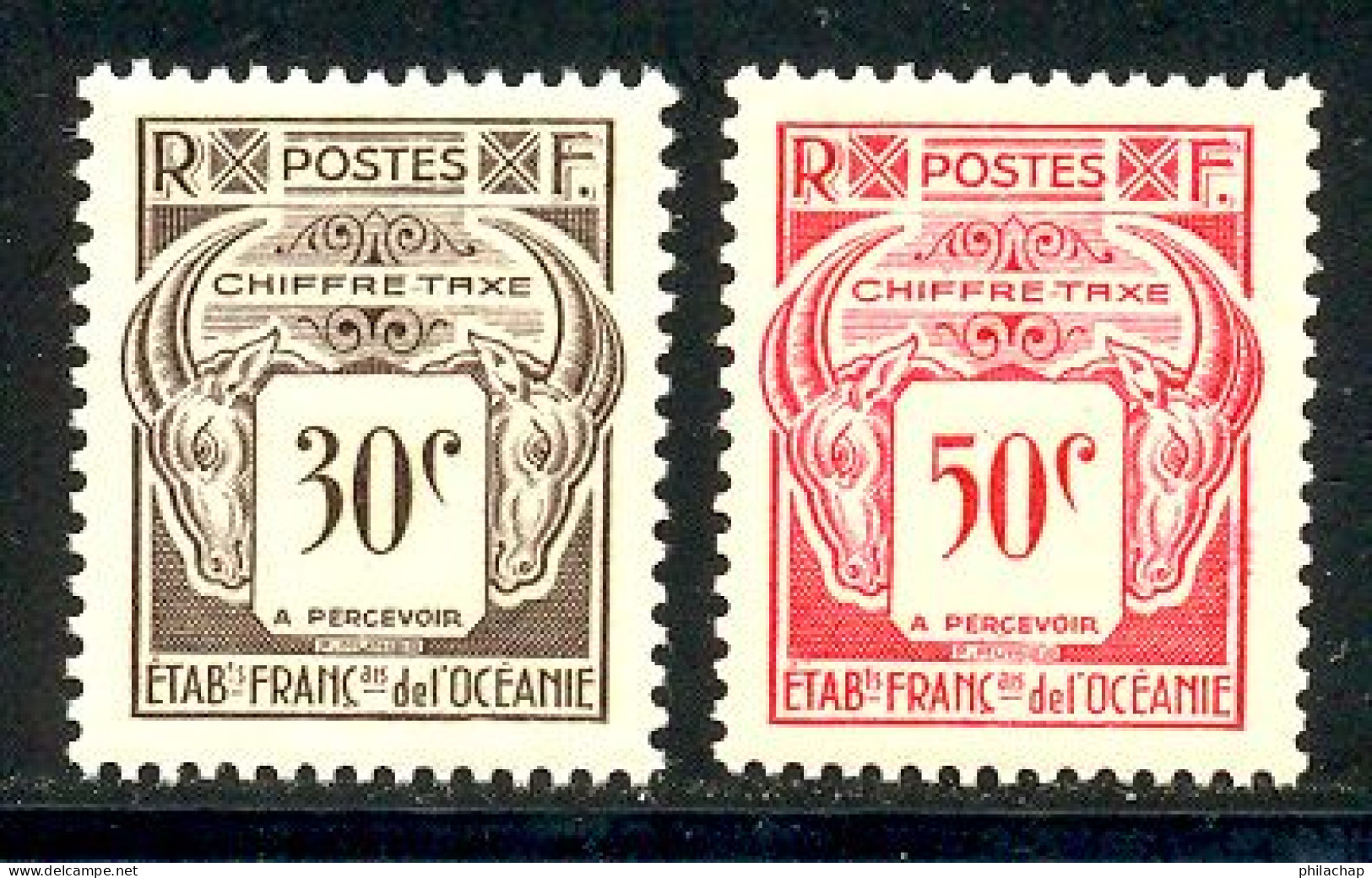 Oceanie Taxe 1948 Yvert 19 / 20 ** TB - Timbres-taxe