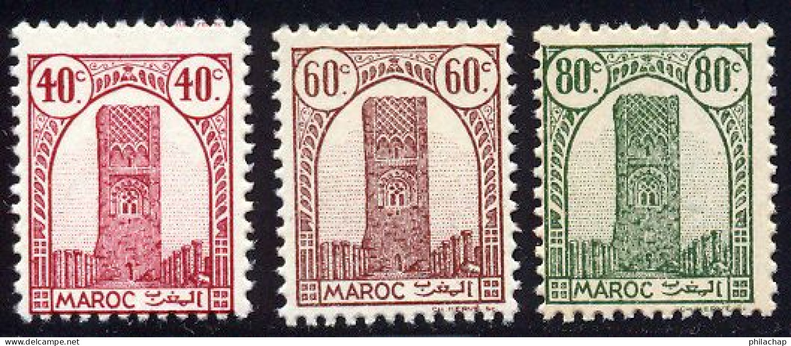 Maroc 1943 Yvert 206 - 208 - 210 ** TB - 3eme Tirage - Neufs