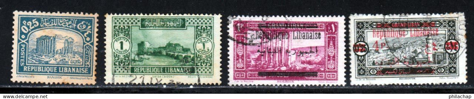 Grand Liban 1928 Yvert 100 - 104 - 130 - 133 (o) B Oblitere(s) - Oblitérés