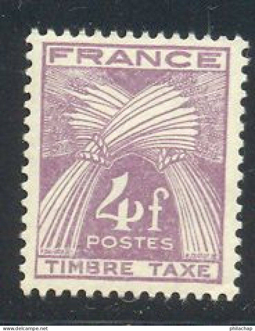 France Taxe 1946 Yvert 84 ** TB Variété Lilas - 1859-1959 Postfris