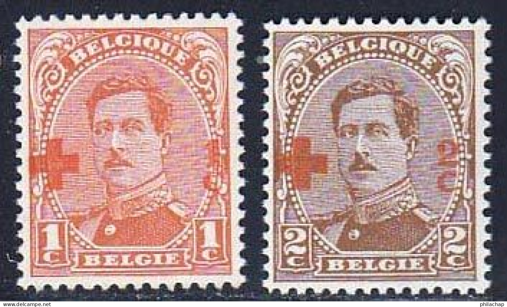 Belgique 1915 Yvert 135 - 136 ** TB - 1914-1915 Croix-Rouge