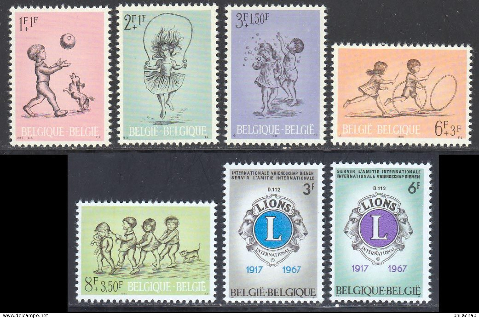 Belgique 1966 Yvert 1399 / 1405 ** TB Bord De Feuille - Nuevos