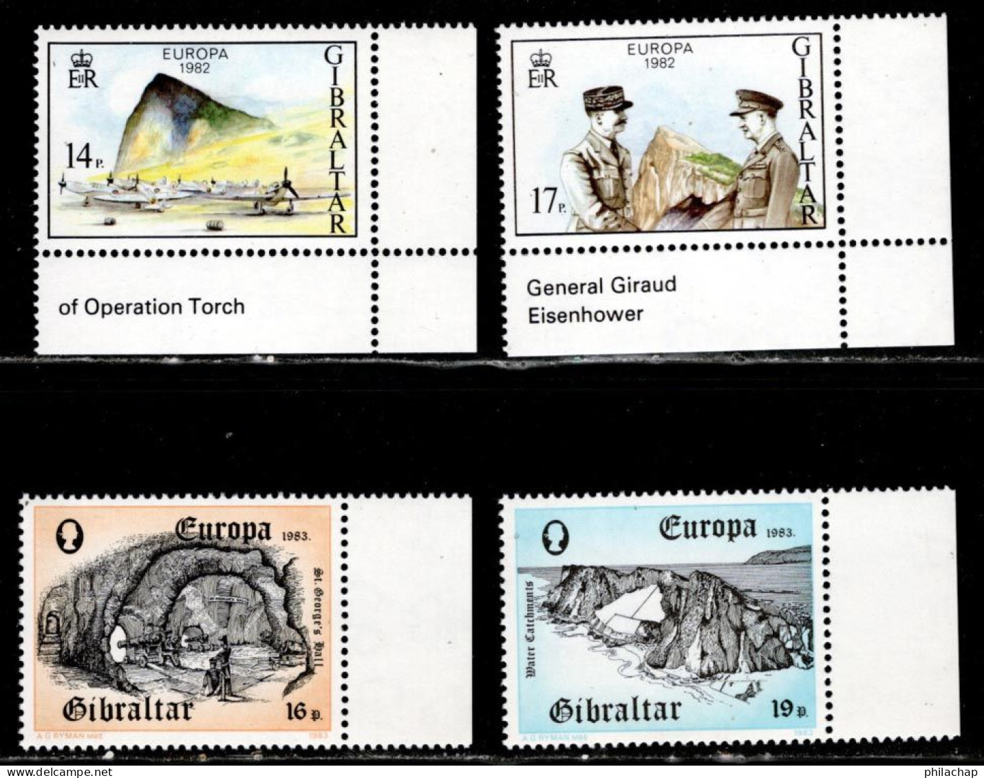 Gibraltar 1984 Yvert 458 / 459 - 471 / 472 ** TB Bord De Feuille - Gibraltar