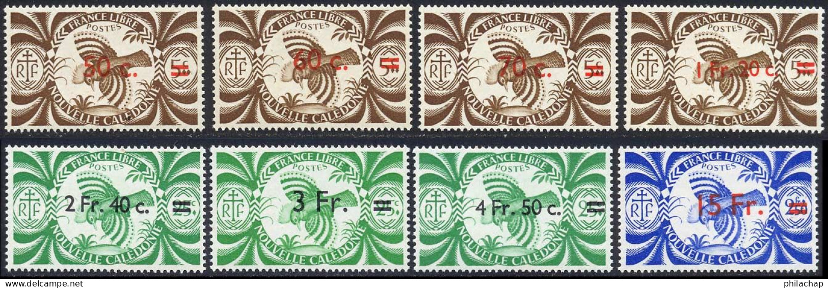 Nouvelle-Caledonie 1945 Yvert 249 / 256 ** TB Bord De Feuille - Unused Stamps