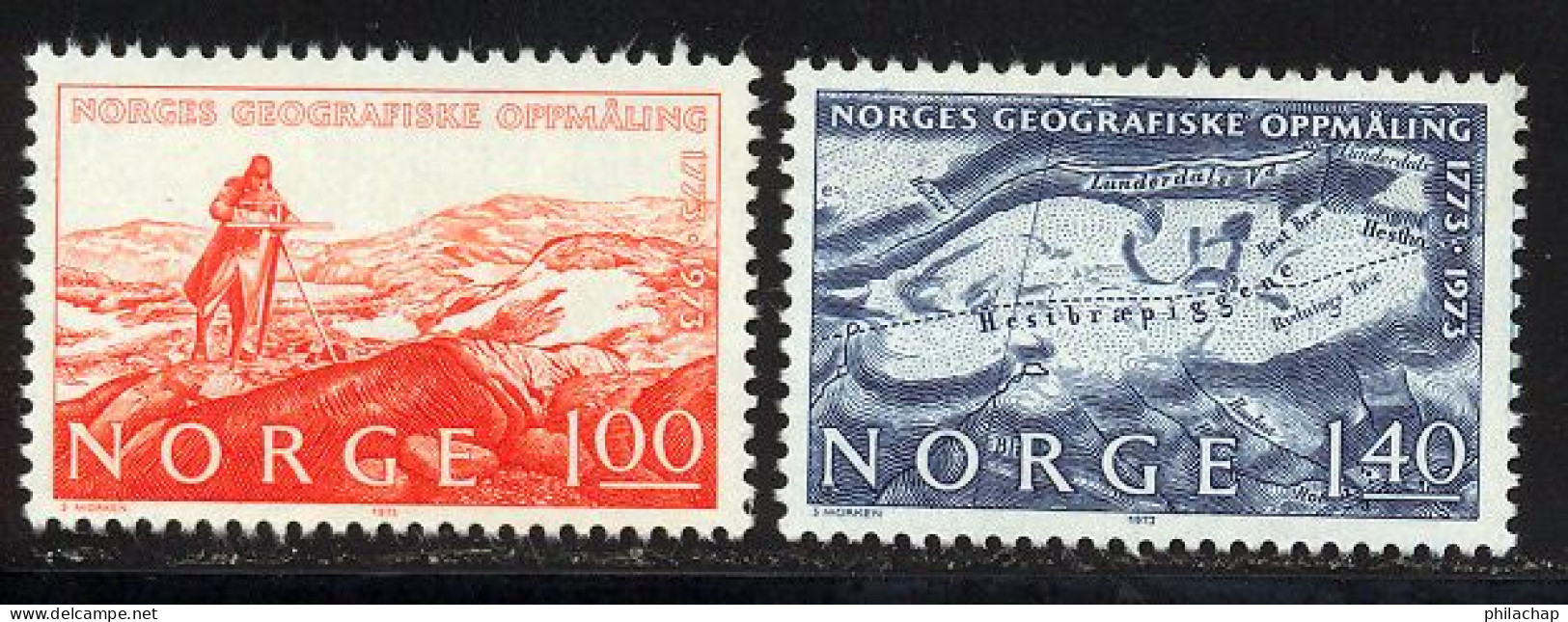 Norvege 1973 Yvert 630 / 631 ** TB Coin De Feuille - Unused Stamps