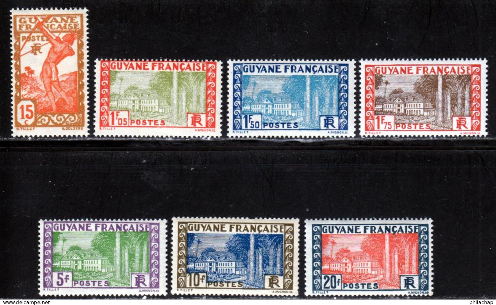 Guyane 1929 Yvert 114 - 125 - 127 - 127A - 130 / 132 ** TB - Nuovi