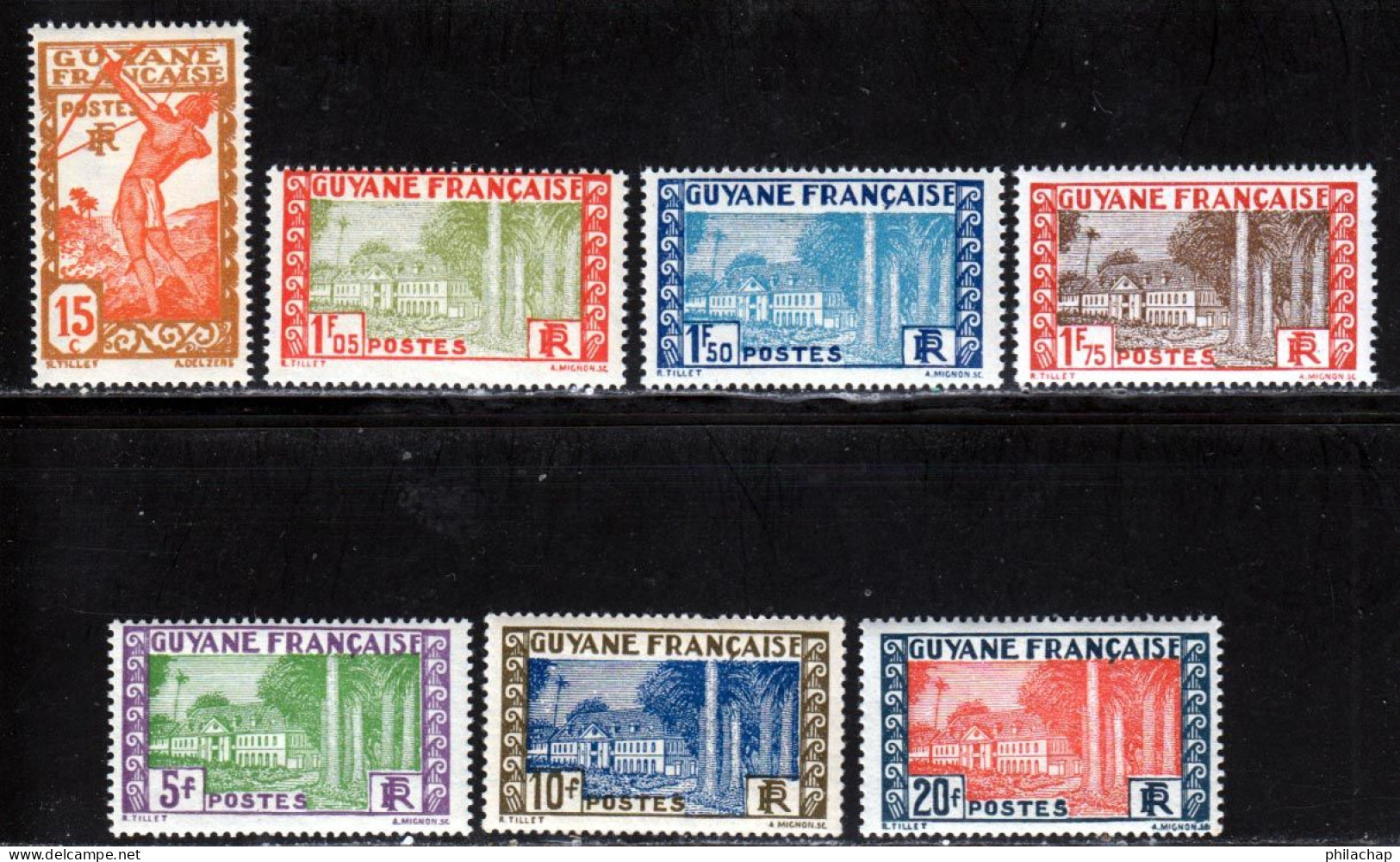 Guyane 1929 Yvert 114 - 125 - 127 - 127A - 130 / 132 ** TB - Ongebruikt