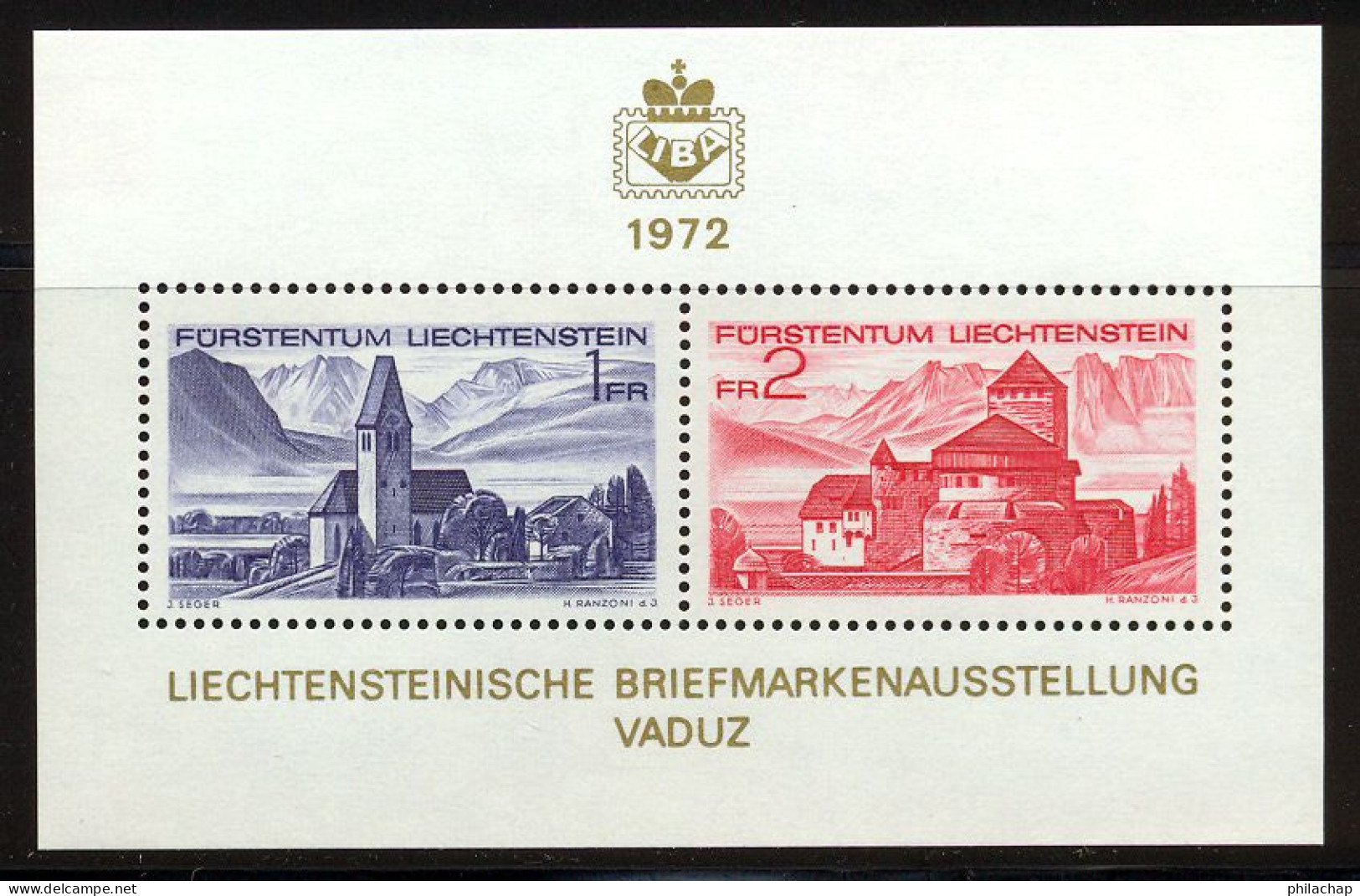 Liechtenstein BF 1972 Yvert 12 ** TB - Blocs & Feuillets