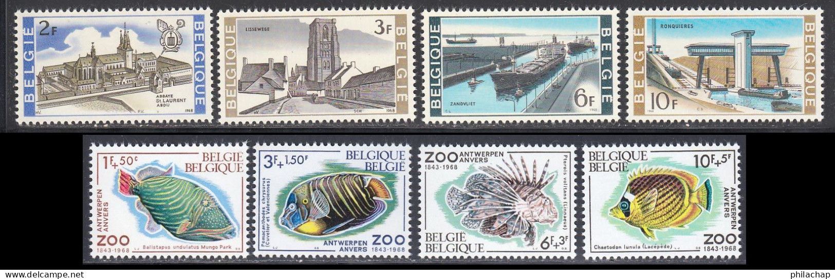 Belgique 1968 Yvert 1466 / 1473 ** TB Bord De Feuille - Nuevos