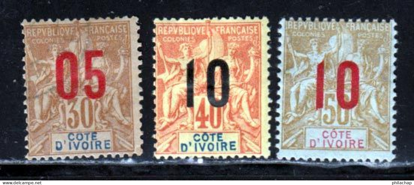 Cote D'Ivoire 1912 Yvert 37 / 39 * TB Charniere(s) - Unused Stamps