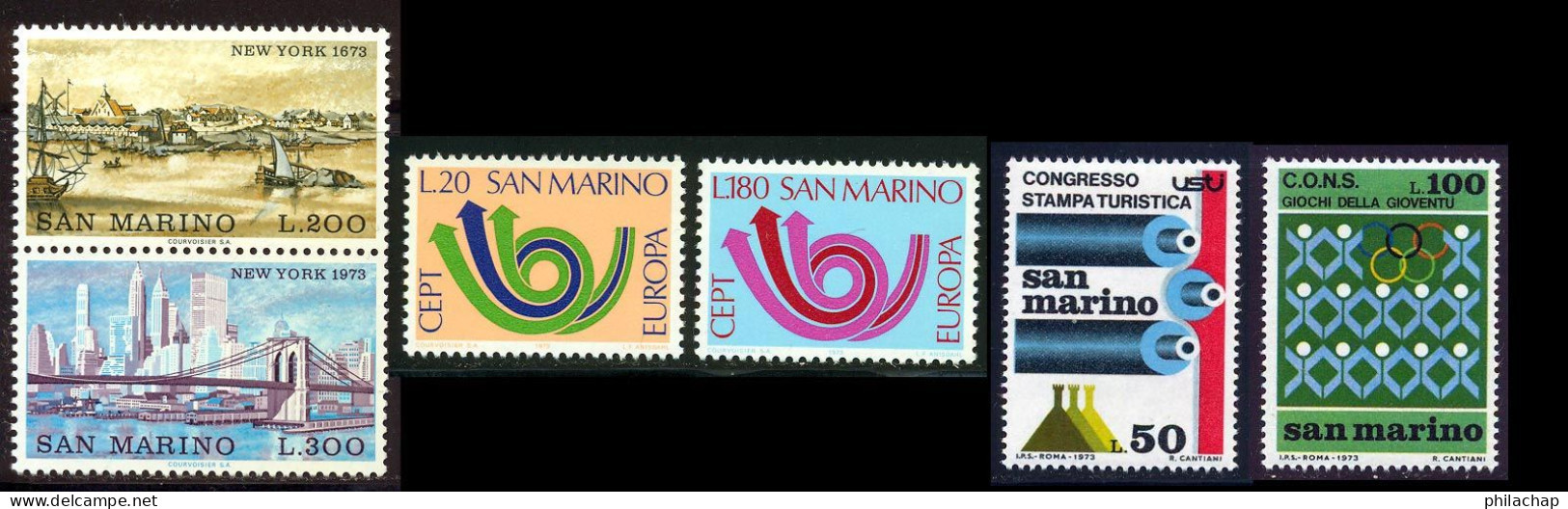 Saint-Marin 1973 Yvert 831 / 836 ** TB - Unused Stamps