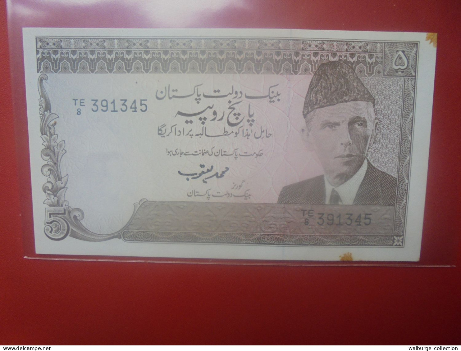 PAKISTAN 5 RUPEES ND (1981-82) Circuler (B.33) - Pakistán