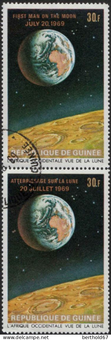 Guinée (Rep) Poste Obl Yv: 392/405 L'homme Sur La Lune (TB Cachet Rond) - Guinea (1958-...)