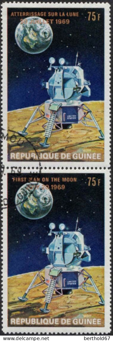 Guinée (Rep) Poste Obl Yv: 392/405 L'homme sur la lune (TB cachet rond)