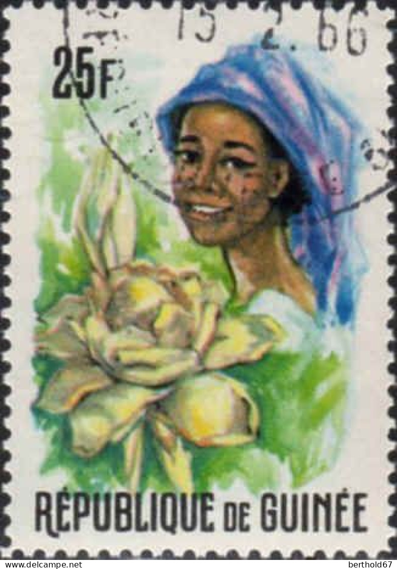 Guinée (Rep) Poste Obl Yv: 273/283 Guinéennes & fleurs 283 Déchiré (TB cachet rond)