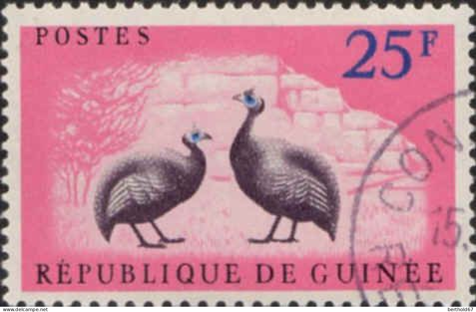 Guinée (Rep) Poste Obl Yv:  63/68 Pintades (TB Cachet Rond) - Guinée (1958-...)