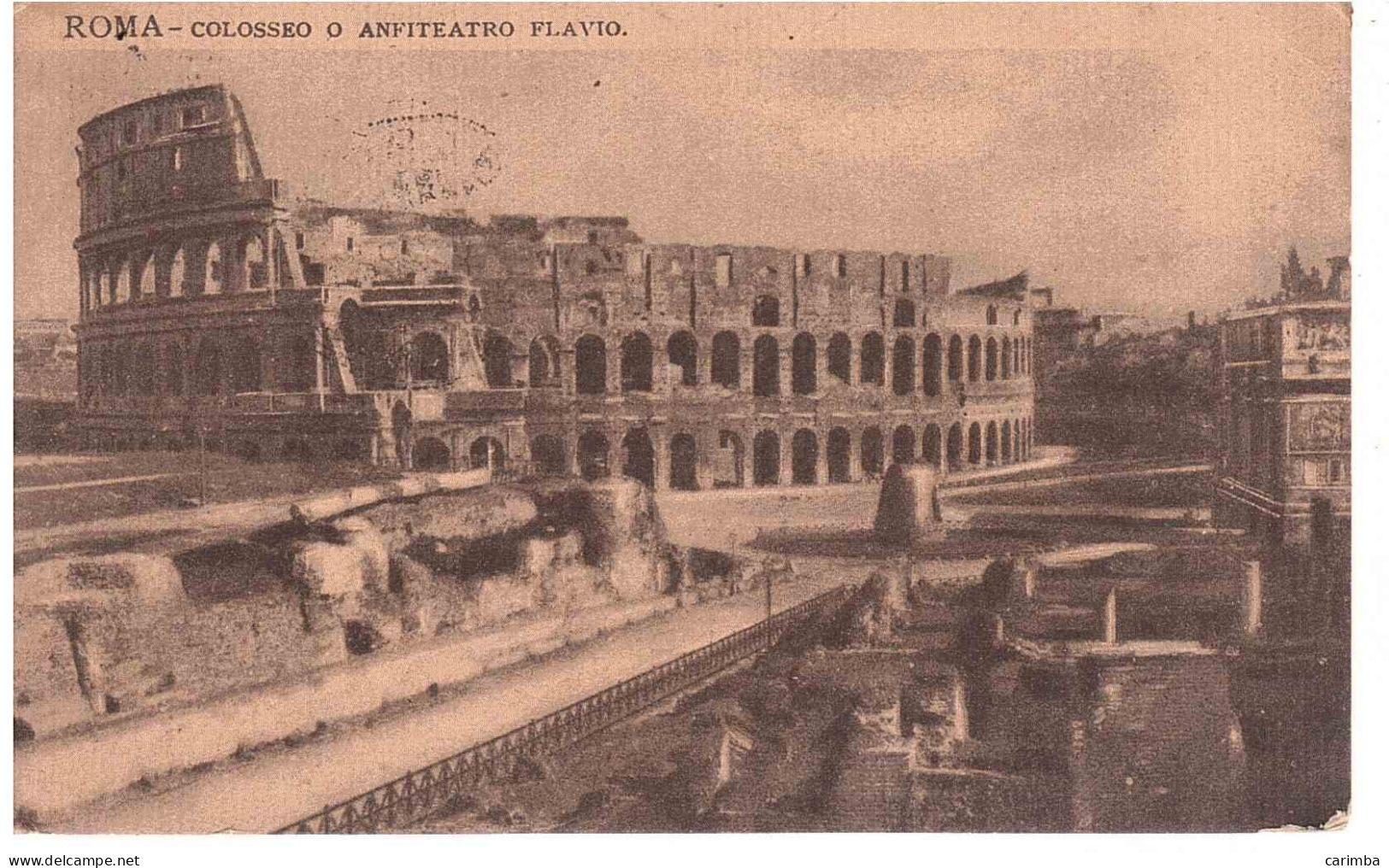 CARTOLINA ROMA COLOSSEO CON ANNULLO TARGHETTA LISTA NAZIONALE - Coliseo