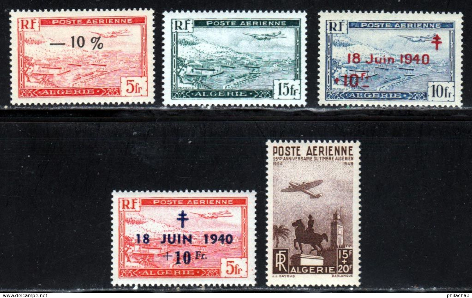 Algerie PA 1949 Yvert 1A - 3 - 7 - 8  13 ** TB Bord De Feuille - Luchtpost