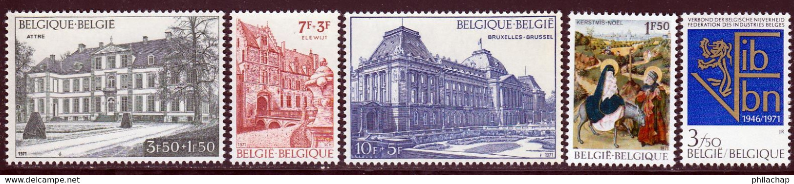 Belgique 1971 Yvert 1605 / 1609 ** TB - Neufs