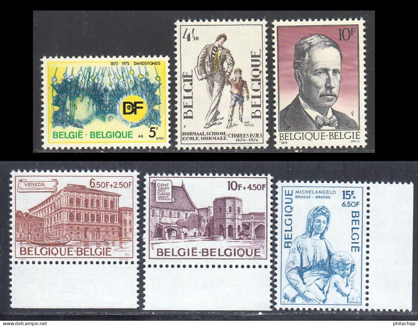 Belgique 1975 Yvert 1750 / 1755 ** TB Bord De Feuille - Unused Stamps