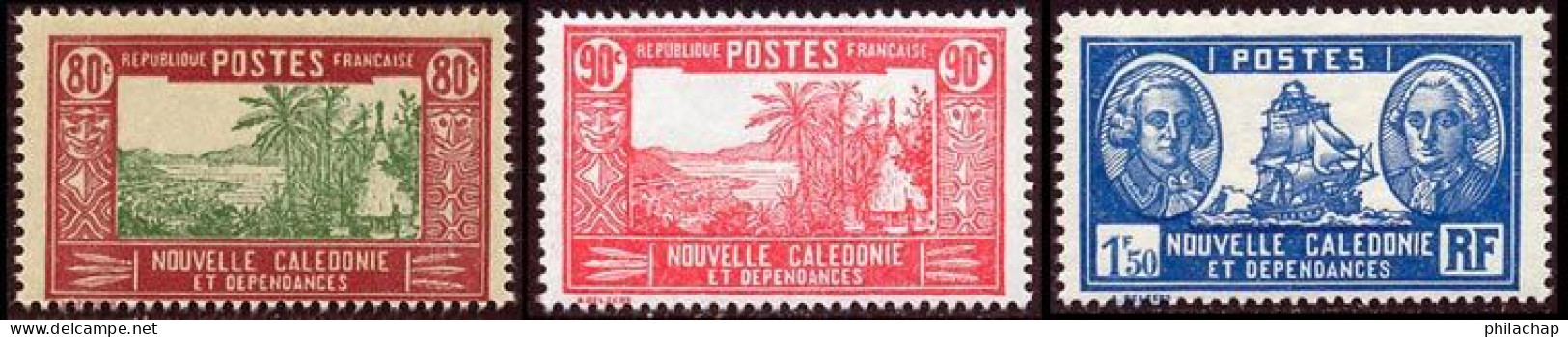 Nouvelle-Caledonie 1928 Yvert 152A - 153 - 156 ** TB Bord De Feuille - Ungebraucht