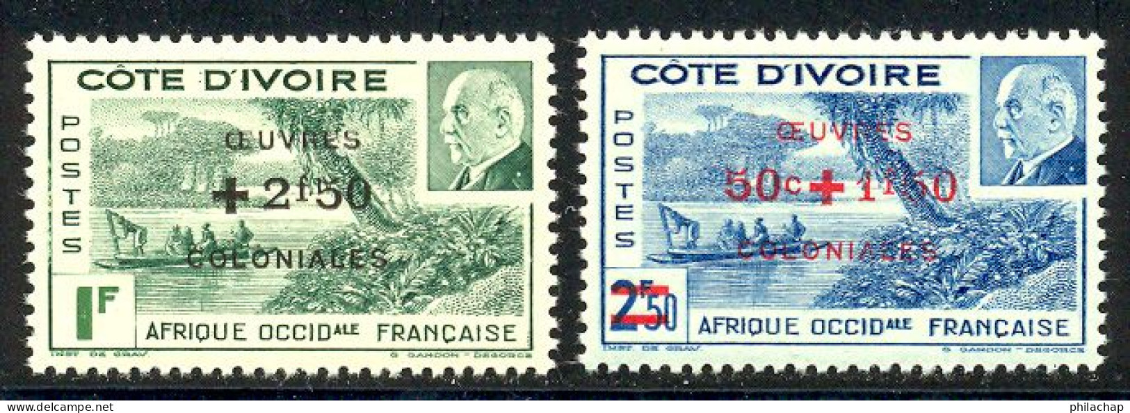 Cote D'Ivoire 1944 Yvert 175 / 176 ** TB Bord De Feuille - Unused Stamps