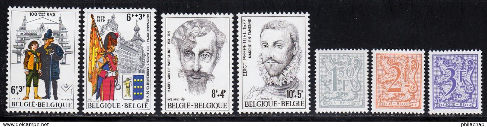 Belgique 1978 Yvert 1888 / 1891 - 1897 / 1899 ** TB - Ungebraucht