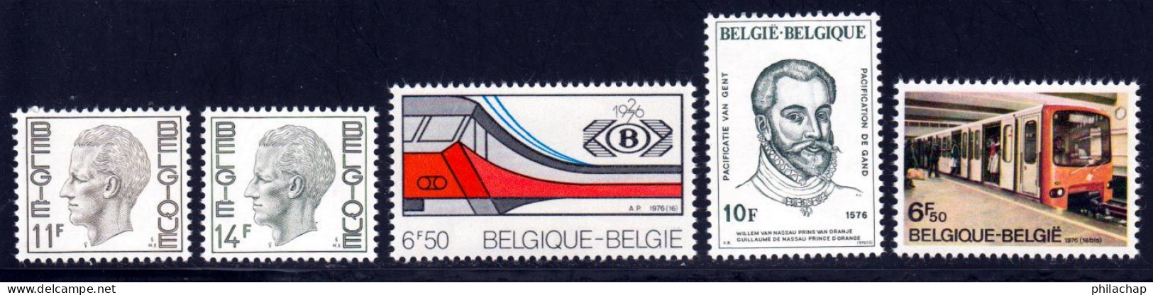 Belgique 1976 Yvert 1817 / 1821 ** TB - Neufs